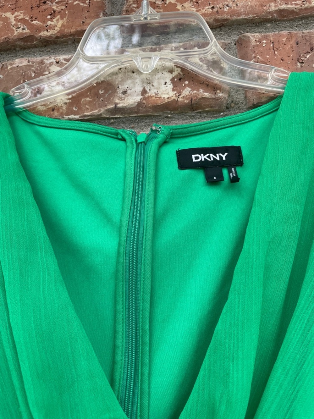 DKNY Emerald Green Chiffon Wrap Midi Dress - Picture 2 of 9